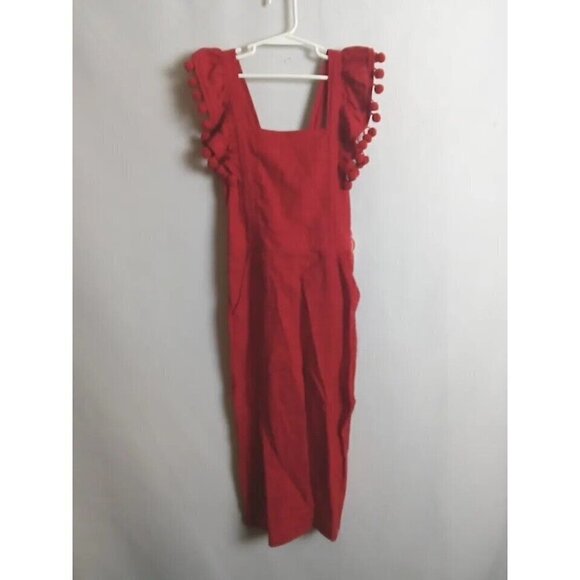 Wonder Nation Girls Romper Jumpsuit Size S 6/6X Red Pom Pom - Picture 1 of 13